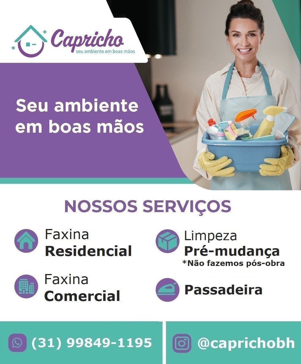 Serviços de diaristas para faxina residencial e comercial em Belo Horizonte